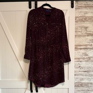 Apt. 9 Purple Long Sleeve Dress with Speckled Pattern